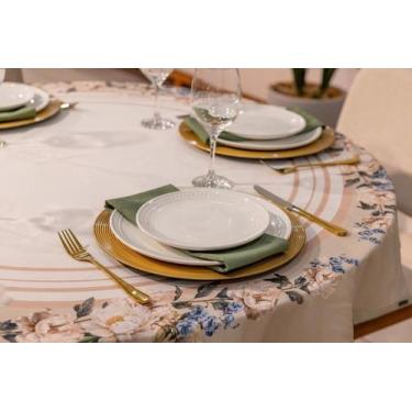Imagem de Toalha de Mesa Redonda 1,40cm - Cachimere Decor, Flor de Peonia