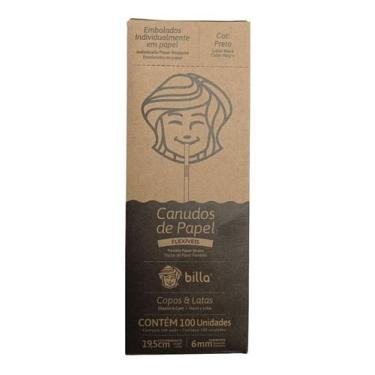 Imagem de Canudo Papel Preto Caixa C/ 100un - Billa, Canudo Biodegradável Papel 