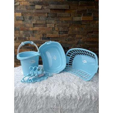 Imagem de Balde alça 11 L Bacia 17 L 12 Un cabide bebê Cesto de Roupa - PLASTBRA