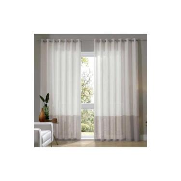 Imagem de Cortina Bella Janela 420x250 cm Duplex Mônaco Barrada Marfim e Areia, 