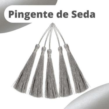 Imagem de Pingente De Seda Tassel - Franja - Prata - Com 20 Unidades - Nybc