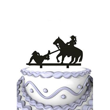 Imagem de Meijiafei Topo de bolo de casamento - Noiva monta o cavalo drogging the Groom para artigos rústicos para festa de casamento