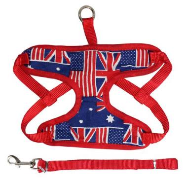 Imagem de Coleira Peitoral Com Guia Para Cachorros Pet De Porte Pequeno Vermelho