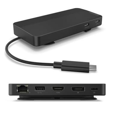 Imagem de Lenovo USB-C Dual Display Travel Dock, 7 Ports, HDMI & DP Ports Support Dual Displays at 4K, Up to 100W PD Pass Through, Integrated USB-C Cable, Black