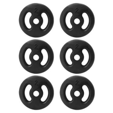 Imagem de Kit 6 Anilhas Peso Ferro 2kg Academia Musculação - Rei do Fitness