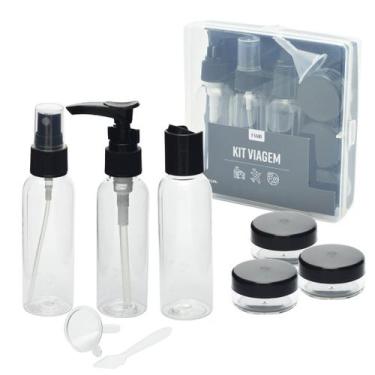 Imagem de Kit de Frascos Organizador para Viagem 9 Peças com Case - FWB, Preto
