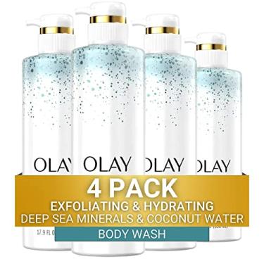Imagem de Olay Sabonete corporal esfoliante e hidratante com minerais do mar profundo, água de coco e vitamina B3, 4 unidades