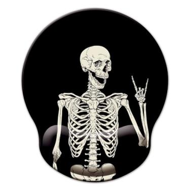 Imagem de Mouse pad com suporte de pulso, mouse pad ergonômico com almofada de descanso de pulso de espuma de memória, base de borracha antiderrapante mouse pad para jogos em casa, escritório, computador, laptop, esqueleto humano