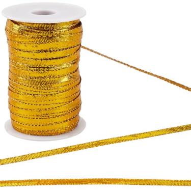 Imagem de GORGECRAFT 109 jardas Gota Patti Trim Rolls 1/10.2 cm fita de acabamento de renda metálica decorativa bordado borda com carretel de plástico para roupas costura sari vestidos Dupatta enfeite cor