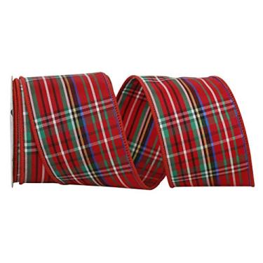 Imagem de Reliant Ribbon Mcdougle Fita xadrez com borda com fio, 6,3 cm x 9,5 m, multicolorida