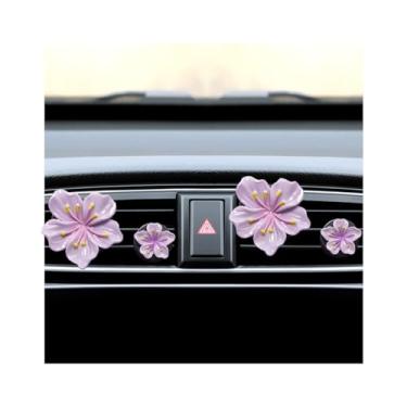 Imagem de Bittwee 4 peças de clipe de ventilação de carro, flor recarregável fofa estética automotiva clipe de ventilação difusor de ambientador para mulheres meninas, decoração de interiores de veículos