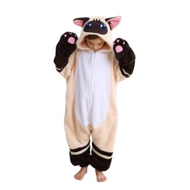 Imagem de ATOZ Macacão infantil unissex de gato siamês, fantasia de Halloween, Natal, cosplay, roupa de dormir para meninos e meninas, Gato siamês, 6-7 Anos