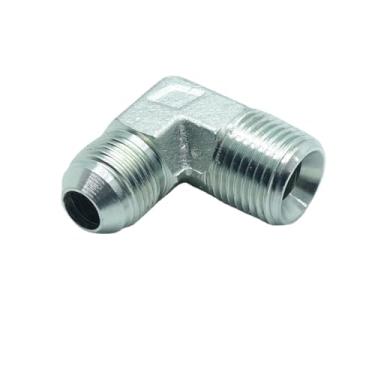 Imagem de CDQBWKJGFJ 1 peça 1/5.1 cm macho JIC (3/10.2 cm-16 Tpi) x 1/5.1 cm macho NPT encaixe hidráulico adaptador de tubo de cotovelo 37° flare a 90°