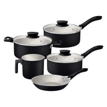 Imagem de Jogo Panelas Tramontina Linz Starflon Max Preto 05 Peças Aluminio Anti