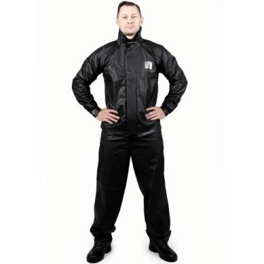 Imagem de Capa De Chuva Para Motoqueiro Pantaneiro Pvc Eco Com Gola, Preta, EX