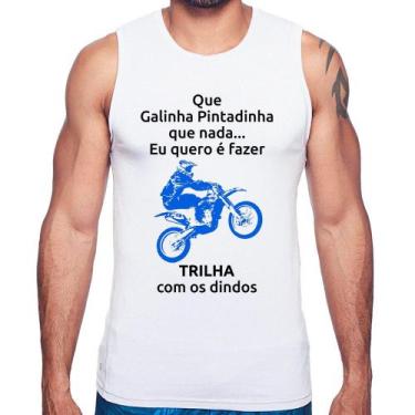 Imagem de Regata Trilha com os dindos (moto azul) - Foca na Moda, Branco, G