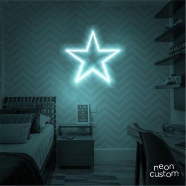 Imagem de luminaria letreiro Neon Led Estrela 40x40 luminoso decoração p/ selfie