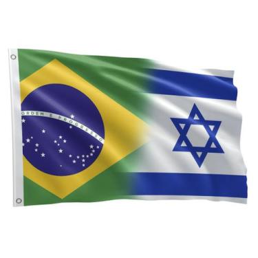 Imagem de Bandeira Israel e Brasil Grande 1,50 X 0,90 M - Fadrix