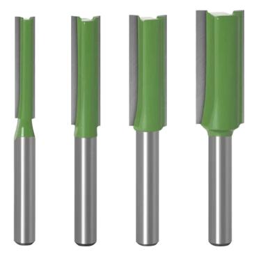 Imagem de Kit 4 Fresas Retas 6 A 12Mm Haste 6Mm Para Tupia Metal Duro