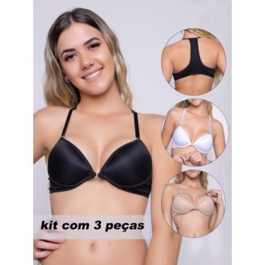 Imagem de Kit 3 Sutiã De Bojo Nadador Liso Abertura Frontal Casual Básico Com al