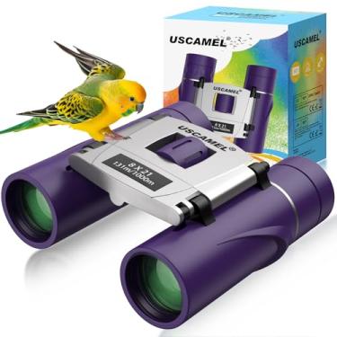 Imagem de USCAMEL Binóculos compactos para adultos e crianças: binóculos pequenos 20 x 53 para viagens Bak4 prismas - para meninos e meninas de 4 a 8 anos, observação de pássaros ao ar livre, caminhadas