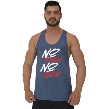 Imagem de Regata Menos Cavada Masculina MXD Conceito No Pain No Gain, EGG, Azul 
