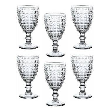 Imagem de Jogo com 06 peças de taça de vidro 300ml com detalhes em alto relevo -