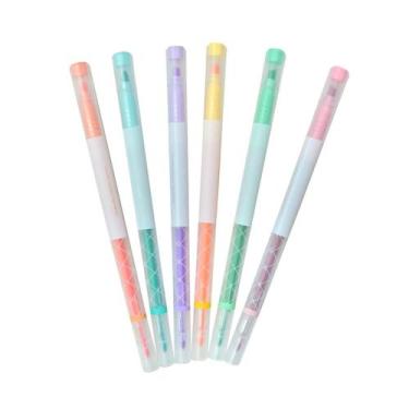 Imagem de Caneta marca texto ponta dupla fluorescente com 6 cores - Quero Presen
