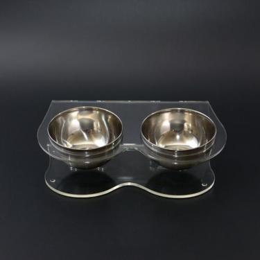 Imagem de Comedouro Duplo para Pets em Acrílico Incolor Com Tigela em Inox - Ide