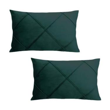 Imagem de Kit 2 Capas para Almofada Drapeada em Veludo Retangular 50x30 com Ench
