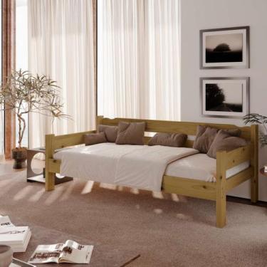 Imagem de Sofa Cama de Madeira Maciça Cor Nogueira - Nemargi
