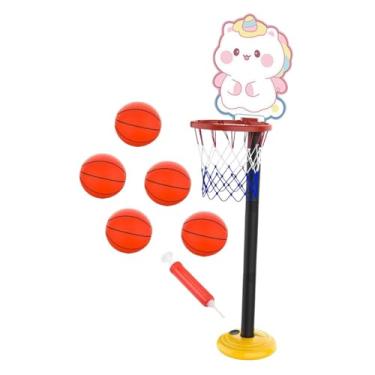 Imagem de Deevoka Conjunto de cesta de basquete infantil, rede de basquete portátil, fácil de montar, brinquedos esportivos ao ar livre para jardim interno e quintal, Branco