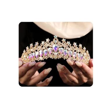 Imagem de Yheahin Tiara de casamento de cristal vintage para mulheres, ouro, prata, strass, coroa de rainha, tiara de princesa, coroa de princesa, acessórios para noivas, aniversário, formatura, fantasia,