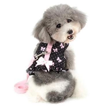 Imagem de SELMAI Peitoral antipuxão para cães, filhotes, gravata borboleta para gatos, meninos, meninas, à prova de fuga, peitoral e coleira acolchoada macia para caminhadas, ao ar livre, primavera, outono, P