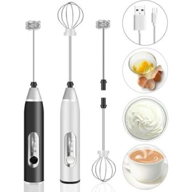 Imagem de Mini Mixer Misturador de Bebidas Batedor de Ovos Processador Elétrico Recarregável Portátil Inox Fuê Multiuso Premium Carregamento Usb Três Velocidades
