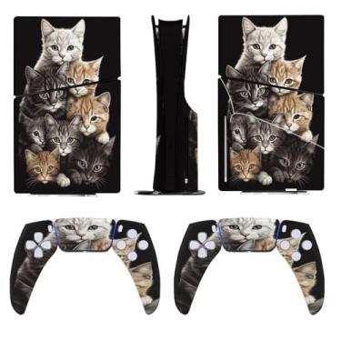Imagem de Buyidec Adesivo para PS5 Slim Disc Group Gatos Família Skin Console Controlador Acessórios Capas Anime Vinil Capa Adesivo Conjunto Completo para Playstation5 Slim Disk Edition