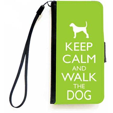 Imagem de Rikki Knight Keep Calm and Walk the Dog - Capa carteira flip verde limão com aba magnética para Apple iPhone 5c