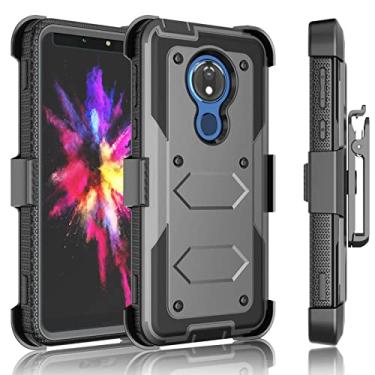 Imagem de Capa para celular Moto G7, Motorola Moto G7 Supra / E5 Plus / E5 Supra Clipe para coldre, Tekcoo [Tshell] absorção de choque [tela integrada] Cinto de bloqueio giratório seguro para carregar o corpo inteiro, B-Gray
