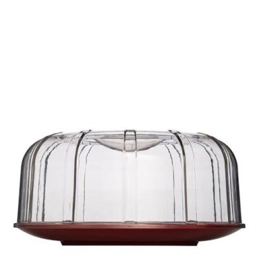 Imagem de Boleira Elegance Resistente Redonda Com Tampa 30cm Vermelha em Policar