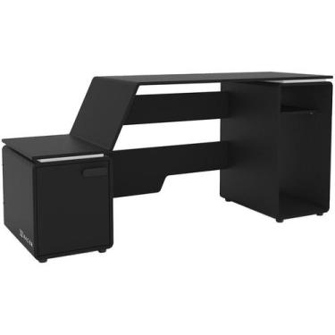 Imagem de Mesa Gamer Politorno XT Racer Space One - Preta e Branca 2 Nichos 1 Po