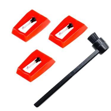 Imagem de Pacote com 3 agulhas de substituição para toca-discos com escova de limpeza Stylus, agulhas para toca-discos de vinil Victrola, Crosley, Jensen, Boytone, York Yorx