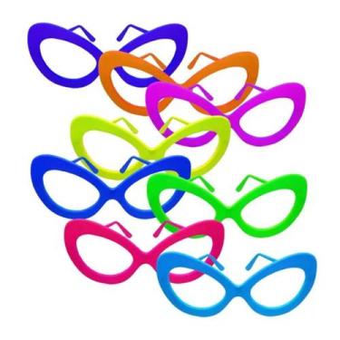 Imagem de Óculos Sem Lentes Neon Colorido Gatão  - 10 Unidades - Festa Chic
