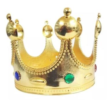 Imagem de Coroa Rei/Rainha Fantasia Cosplay Carnaval Pedraria Dourado
