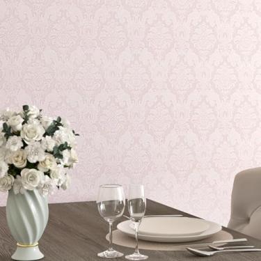 Imagem de Wallderful Papel de parede rosa em relevo vitoriano, papel de parede para quarto de meninas, gótico, papel de parede de contato de princesa para armários e gavetas, rolo de papel de parede texturizado