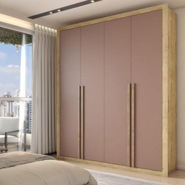 Imagem de Guarda-Roupa Solteiro Severo 4 Portas 3 Gavetas Capuccino/Terracota - 