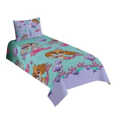 Imagem de Jogo de Cama Infantil Lepper Patrulha Canina Menina Solteiro 2 Peças Microfibra Lilás