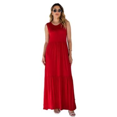 Imagem de Vestido Longo Casual Em Malha De Viscose Feminino - IV STORE, Vermelho