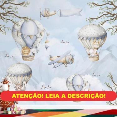 Imagem de Papel de Parede Infantil Ursos e Balões azul  AL 19 - AloPapers, 2,50m