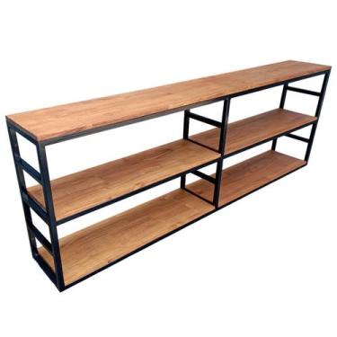 Imagem de Prateleira de Parede para Livros Modelo Industrial Ferro e Madeira Mac