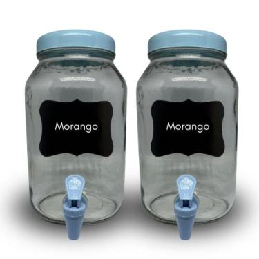 Imagem de Kit 2 suqueiras de vidro 3 litros com lousa e giz - GGABC, AZUL BEBE